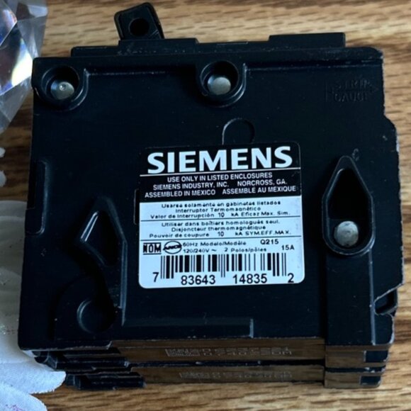 Siemens Other - Siemens Q215 Circuit Breaker 15A 120/240V Double Pole Tested Working Used